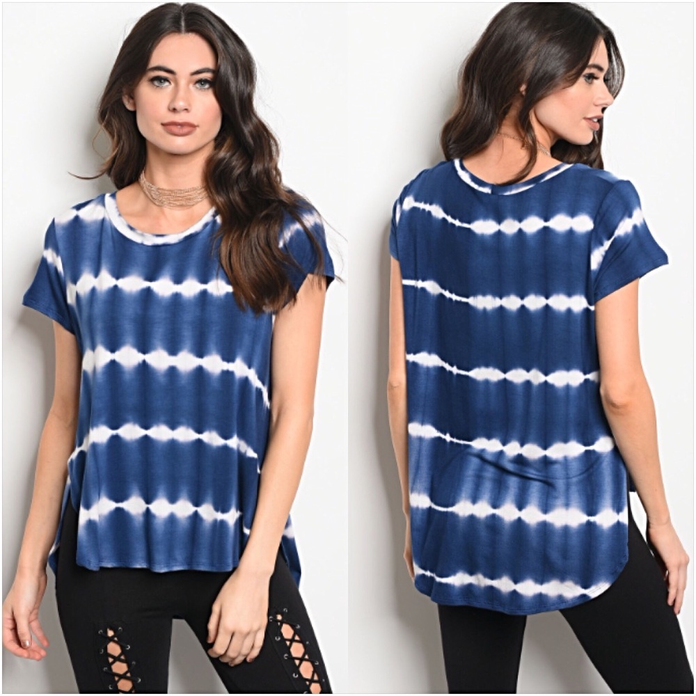 📍SALE Indigo TieDye Hi Low Tunic Top Tee SML - Picture 2 of 6